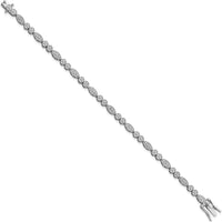 Sterling Silver Rhodium-Plated Bracelet with 10 Round Diamonds - 0.10 Carat Total Diamond Weight by Lumare Gioia