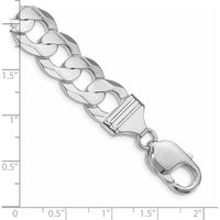 Sterling Silver Rhodium-Plated Concave Curb Chain Bracelet - 8 inches by Lumare Gioia