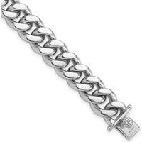 Sterling Silver Rhodium-Plated Curb Link Bracelet for Men - 8.5in, 12.4mm Width by Lumare Gioia