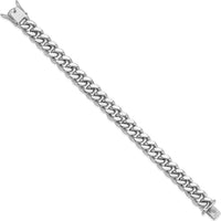 Sterling Silver Rhodium-Plated Curb Link Bracelet for Men - 8.5in, 12.4mm Width by Lumare Gioia