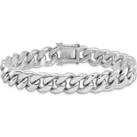 Sterling Silver Rhodium-Plated Curb Link Bracelet for Men - 8.5in, 12.4mm Width by Lumare Gioia
