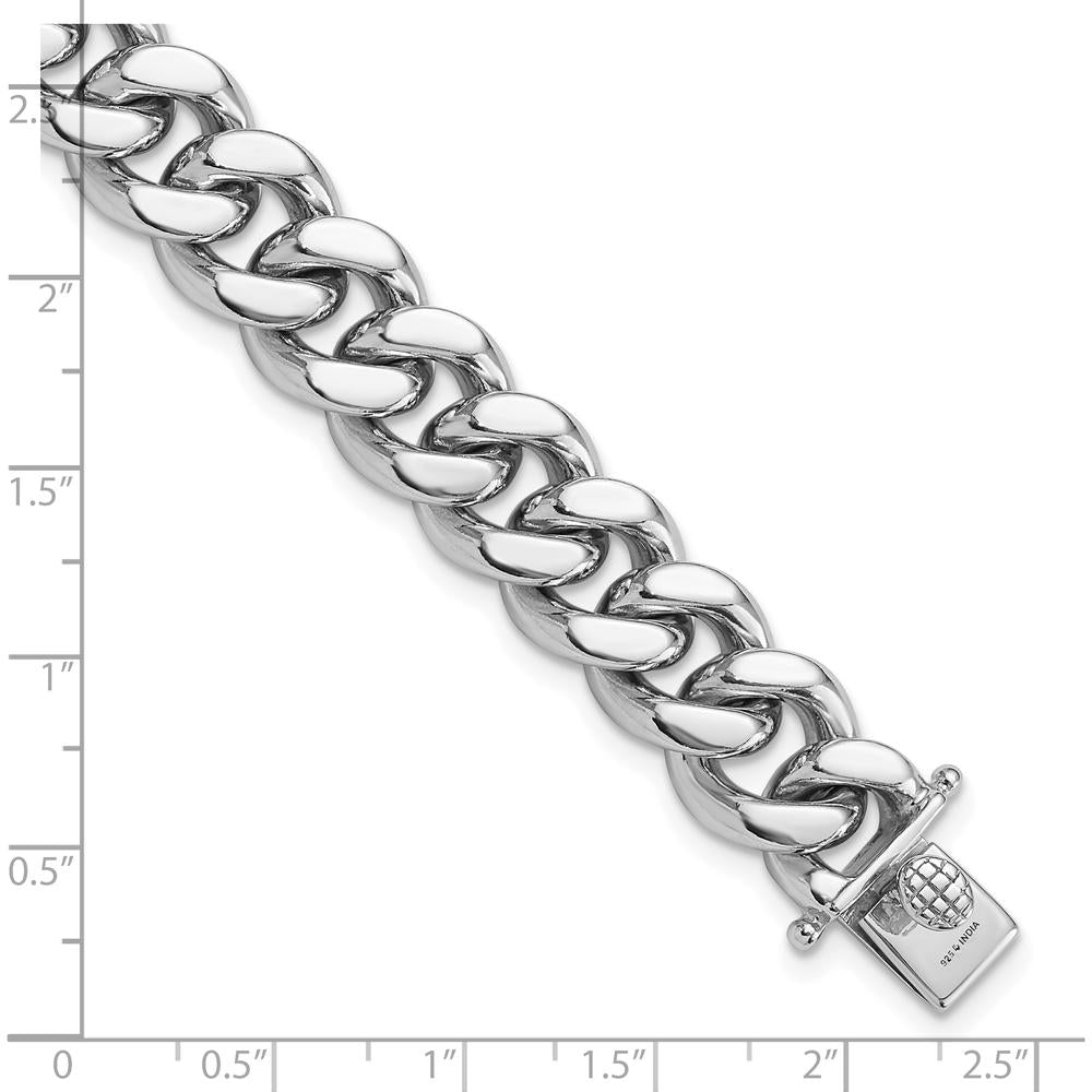 Sterling Silver Rhodium-Plated Curb Link Bracelet for Men - 8.5in, 12.4mm Width by Lumare Gioia
