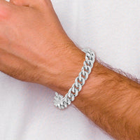 Sterling Silver Rhodium-Plated Curb Link Bracelet for Men - 8.5in, 12.4mm Width by Lumare Gioia