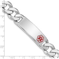 Sterling Silver Rhodium-plated Curb Link Medical ID Bracelet with Enamel Red Medical Symbol - 8" by Lumare Gioia