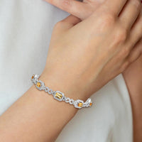 Sterling Silver Rhodium-Plated Diamond & Citrine Bracelet with Octagon Citrines - 0.54 Carat Total Citrine Weight, 0.096 Carat Total Diamond Weight by 0