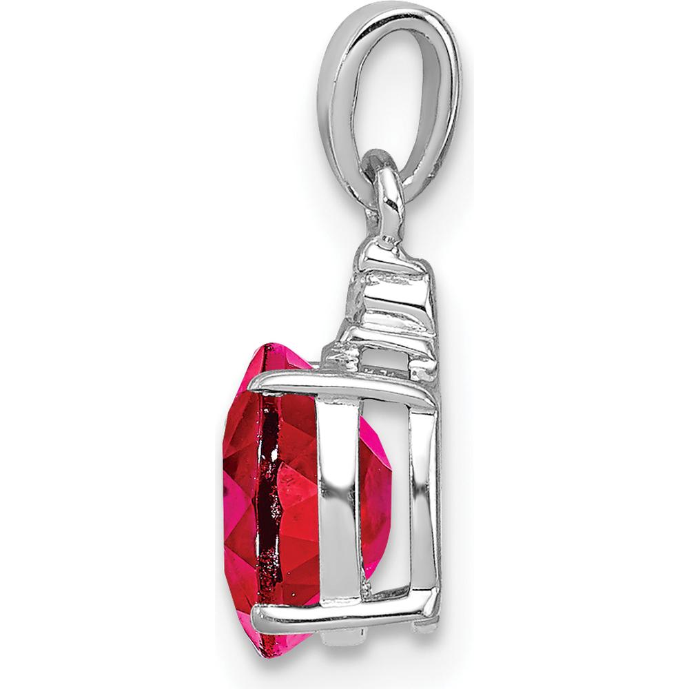 Sterling Silver Rhodium Plated Diamond & Ruby Oval Pendant - 0.72 Carat Total Gem Weight by Lumare Gioia