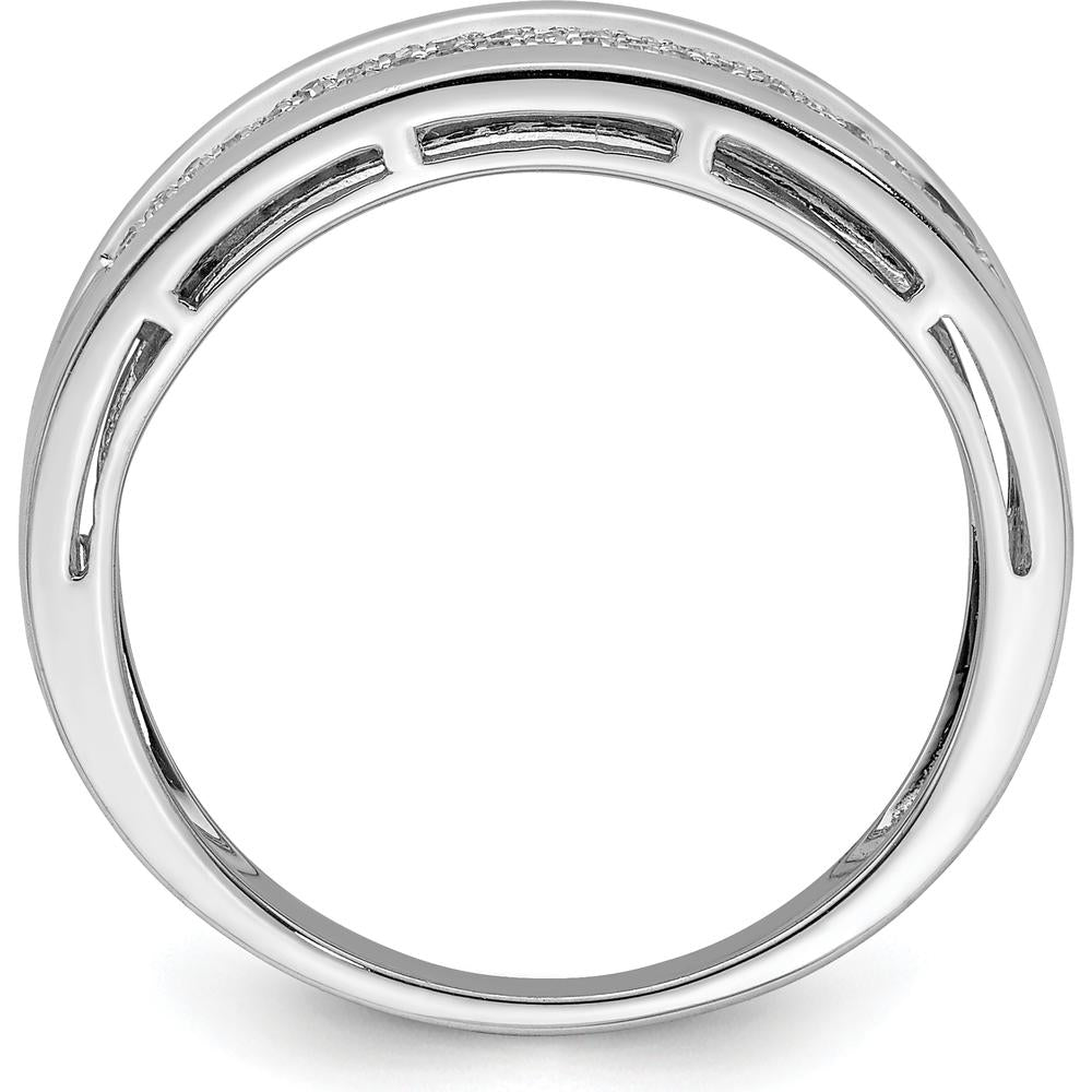 Sterling Silver Rhodium Plated Diamond Band with 63 Round Cut Diamonds - 0.14 Carat Total Diamond Weight by Lumare Gioia