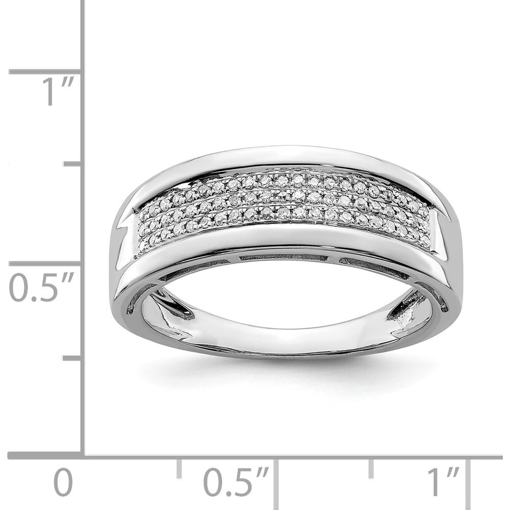 Sterling Silver Rhodium Plated Diamond Band with 63 Round Cut Diamonds - 0.14 Carat Total Diamond Weight by Lumare Gioia