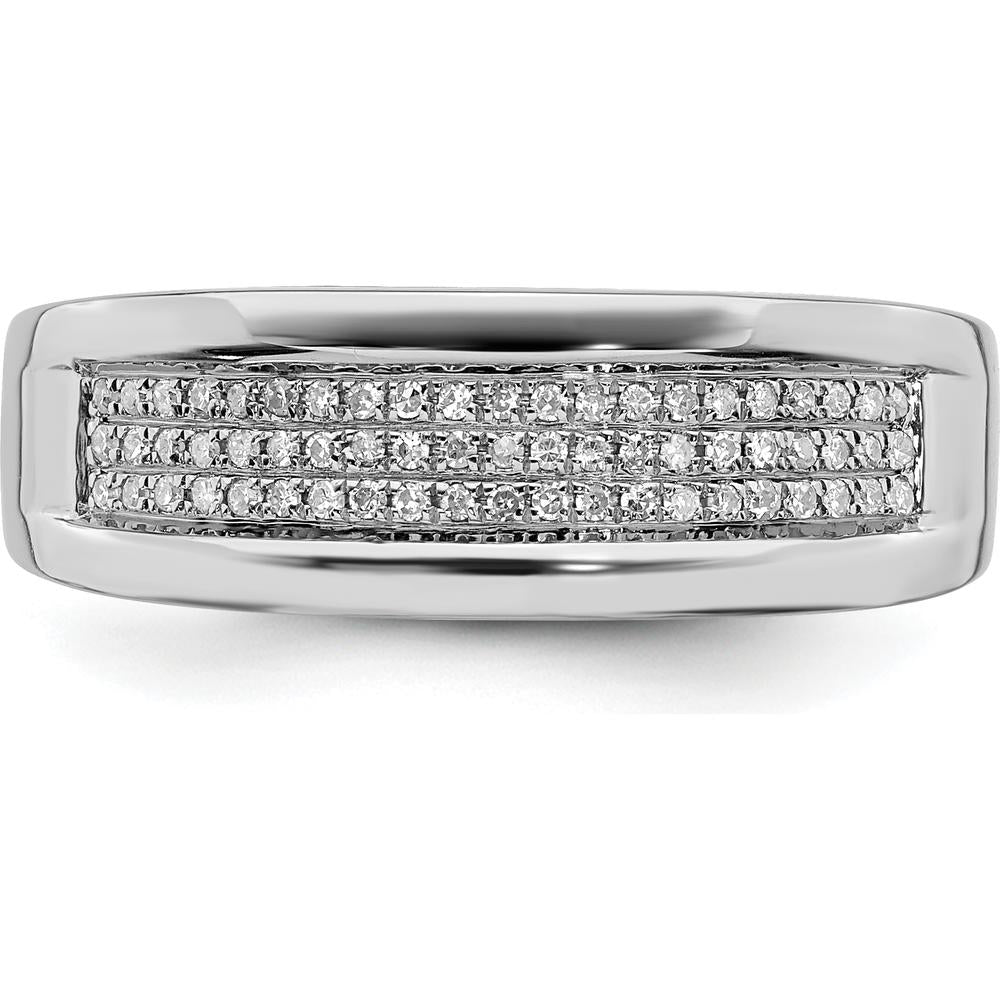 Sterling Silver Rhodium Plated Diamond Band with 63 Round Cut Diamonds - 0.14 Carat Total Diamond Weight by Lumare Gioia