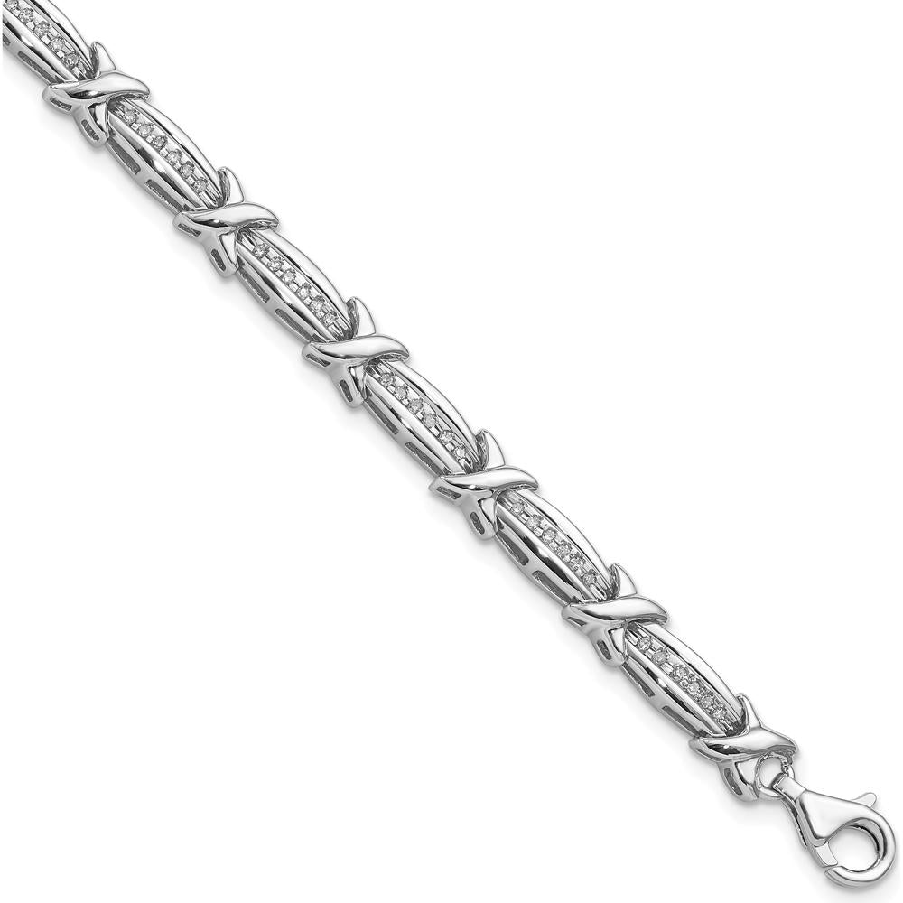Sterling Silver Rhodium-Plated Diamond Bracelet - 0.33 Carat Total Diamond Weight by Lumare Gioia