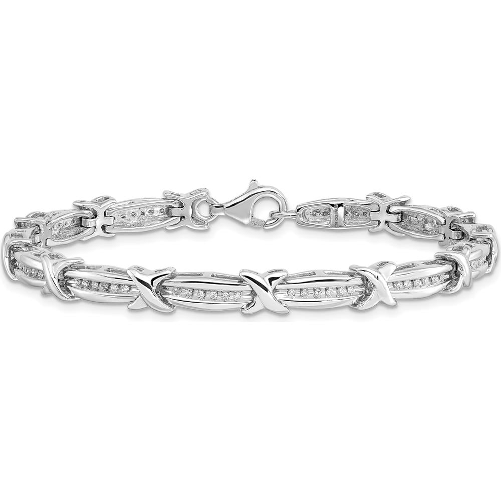 Sterling Silver Rhodium-Plated Diamond Bracelet - 0.33 Carat Total Diamond Weight by Lumare Gioia