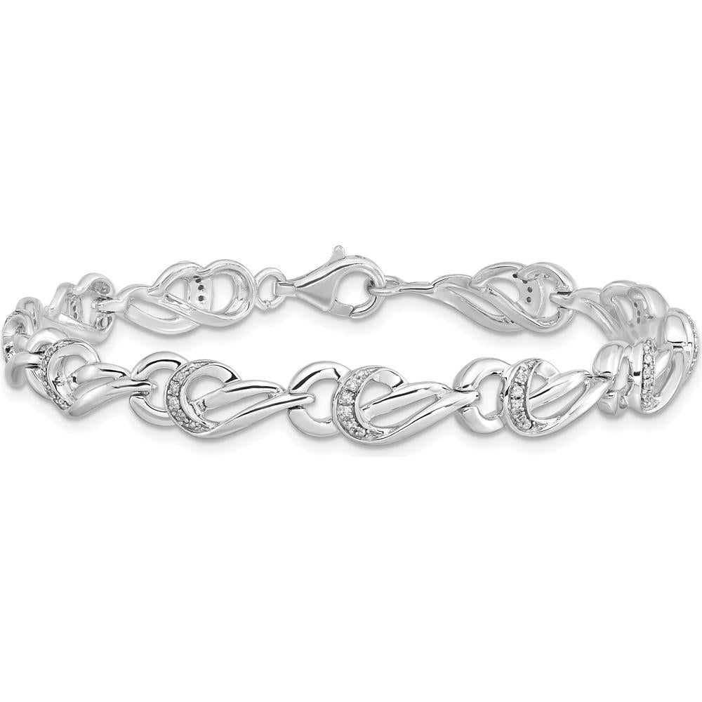 Sterling Silver Rhodium-Plated Diamond Bracelet with 0.2 Carat Total Diamond Weight by Lumare Gioia