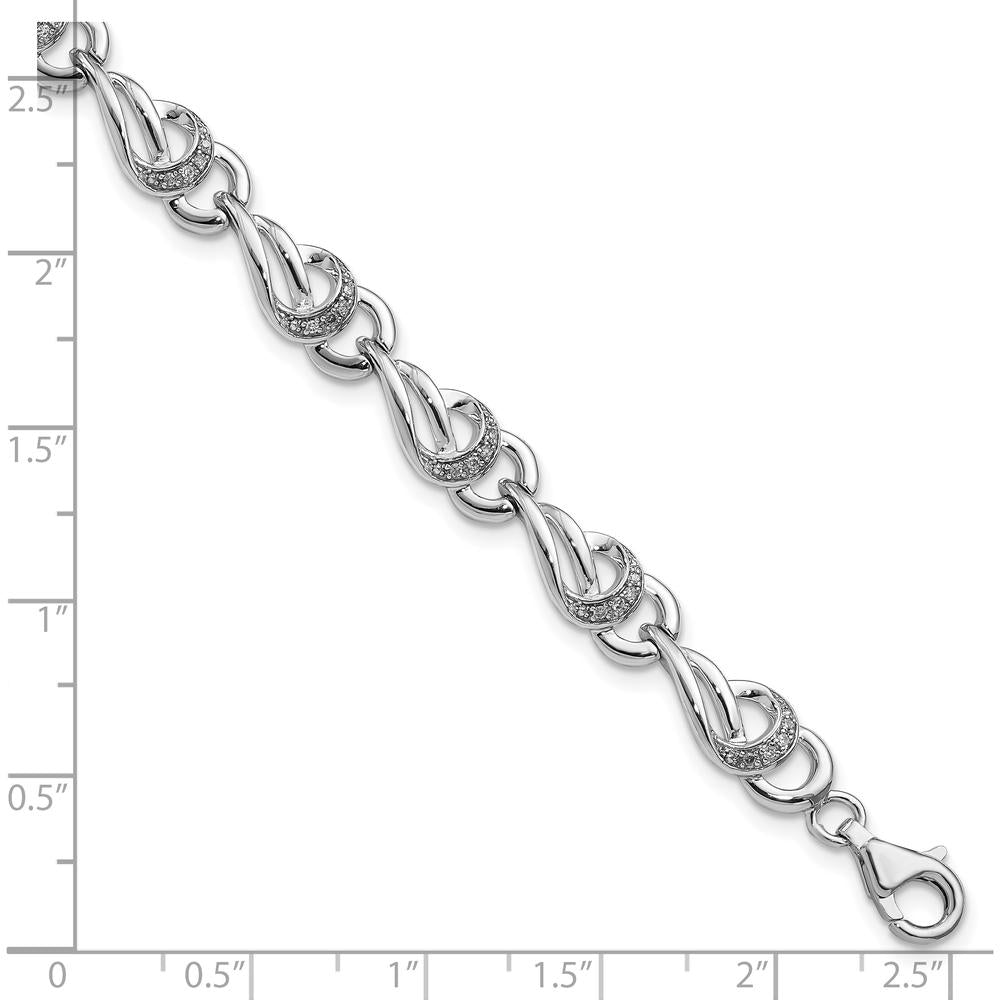 Sterling Silver Rhodium-Plated Diamond Bracelet with 0.2 Carat Total Diamond Weight by Lumare Gioia