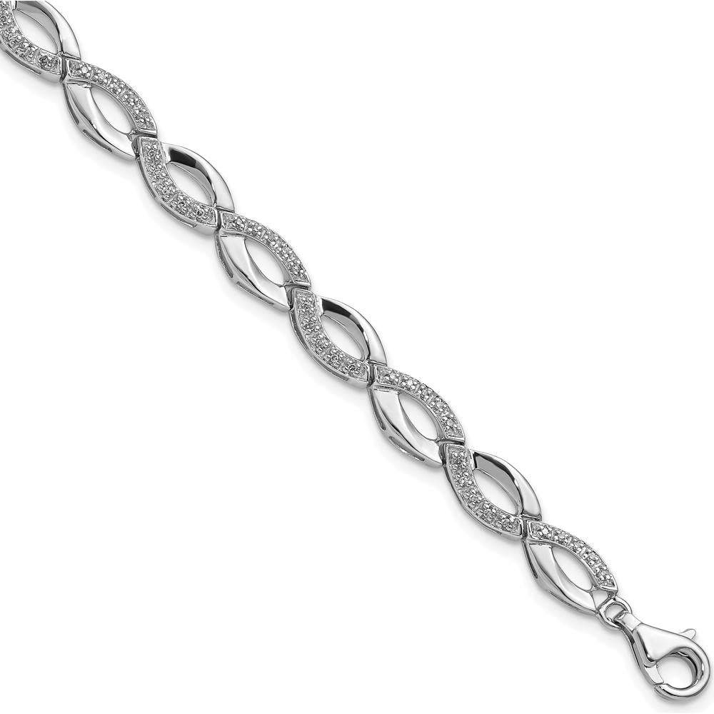Sterling Silver Rhodium-Plated Diamond Bracelet with 0.25 Carat Natural Diamonds by Lumare Gioia