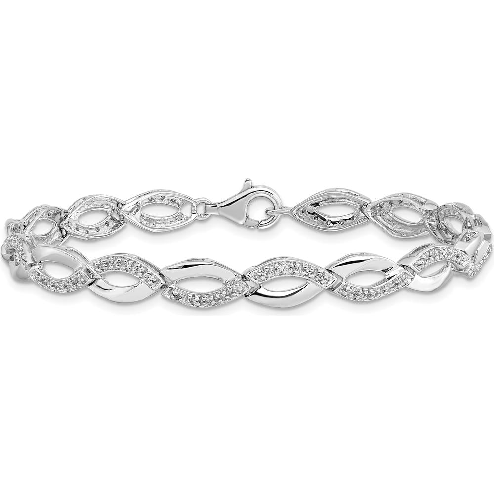 Sterling Silver Rhodium-Plated Diamond Bracelet with 0.25 Carat Natural Diamonds by Lumare Gioia