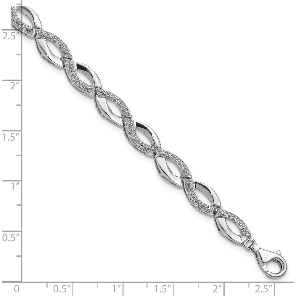 Sterling Silver Rhodium-Plated Diamond Bracelet with 0.25 Carat Natural Diamonds by Lumare Gioia