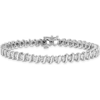 Sterling Silver Rhodium-Plated Diamond Bracelet with 44 Round Diamonds - 0.24 Carat Total Diamond Weight by Lumare Gioia