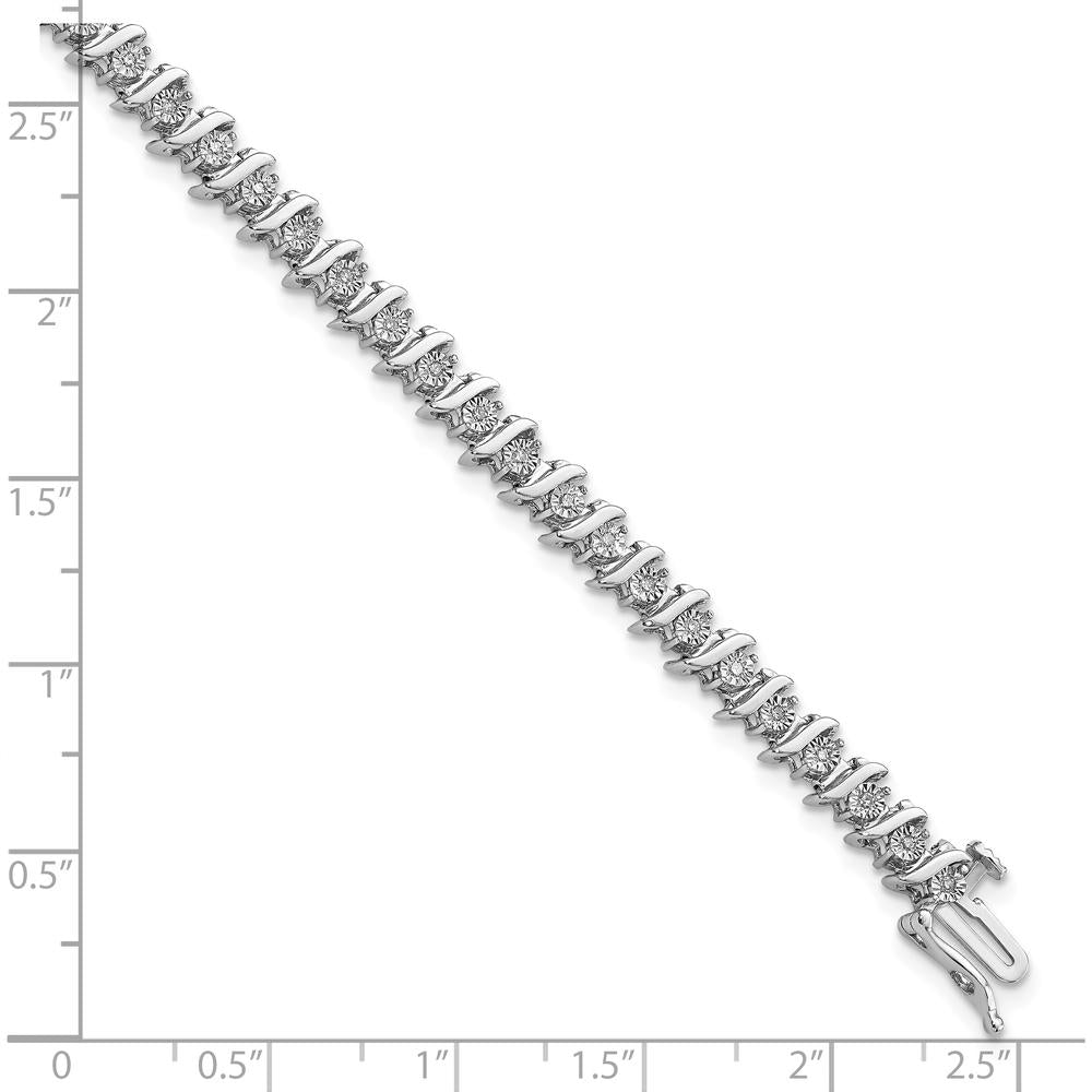 Sterling Silver Rhodium-Plated Diamond Bracelet with 44 Round Diamonds - 0.24 Carat Total Diamond Weight by Lumare Gioia