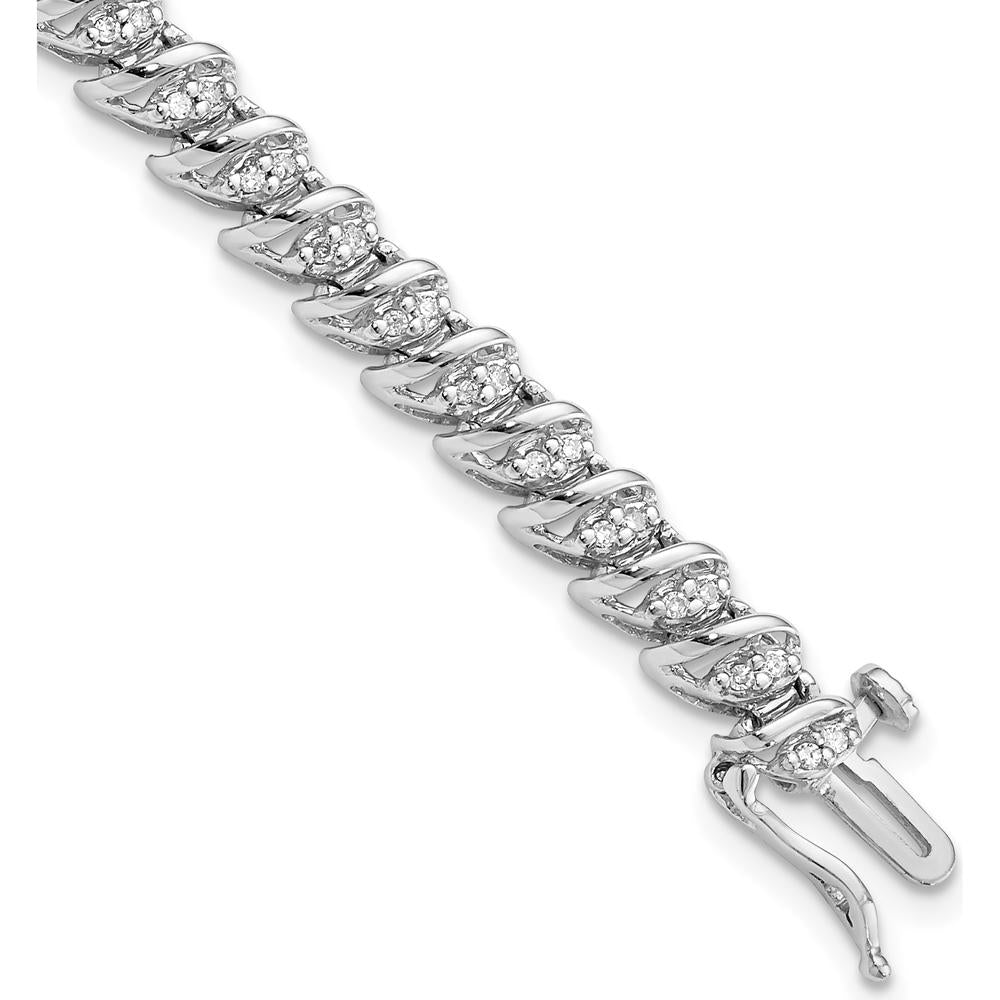 Sterling Silver Rhodium Plated Diamond Bracelet with 84 Round Diamonds - 0.50 Carat Total Diamond Weight by Lumare Gioia