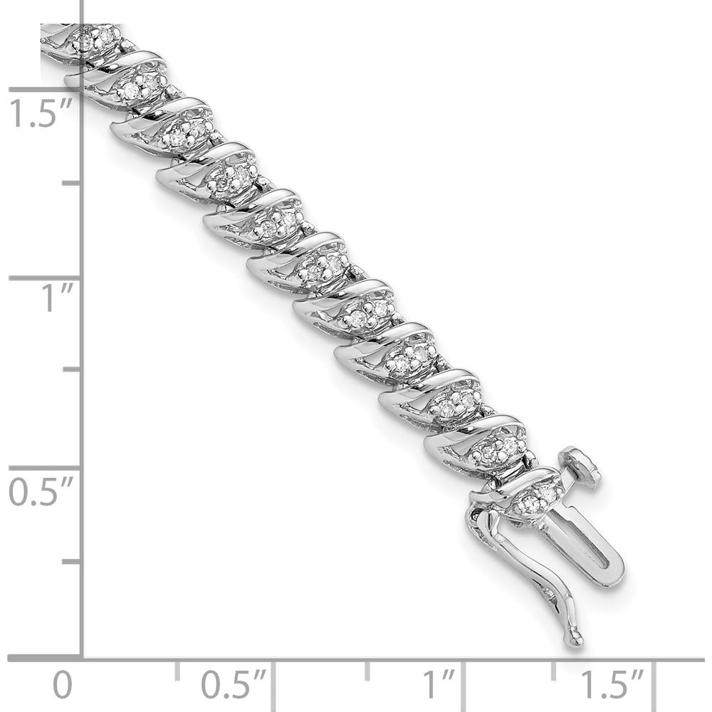 Sterling Silver Rhodium Plated Diamond Bracelet with 84 Round Diamonds - 0.50 Carat Total Diamond Weight by Lumare Gioia