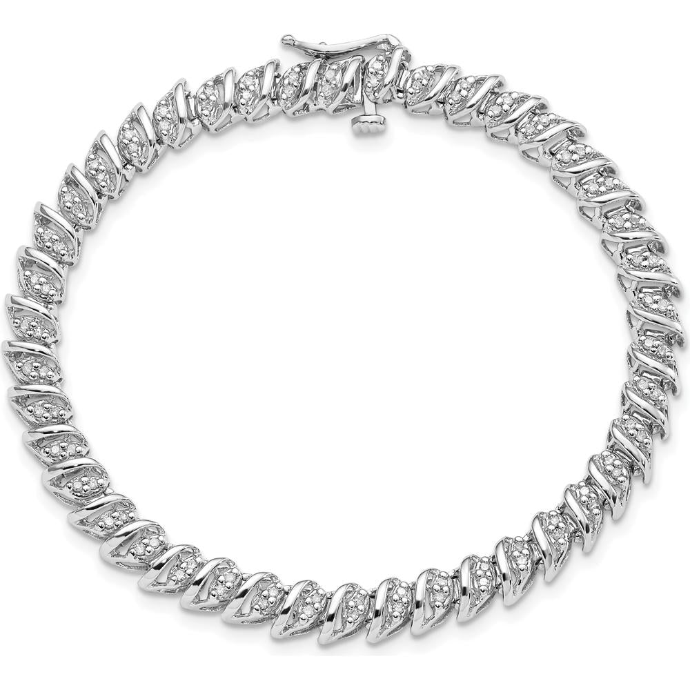 Sterling Silver Rhodium Plated Diamond Bracelet with 84 Round Diamonds - 0.50 Carat Total Diamond Weight by Lumare Gioia