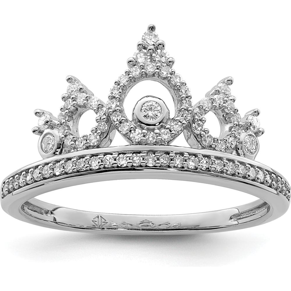 Sterling Silver Rhodium Plated Diamond Crown Ring with 0.300 Carat Total Diamond Weight by Lumare Gioia