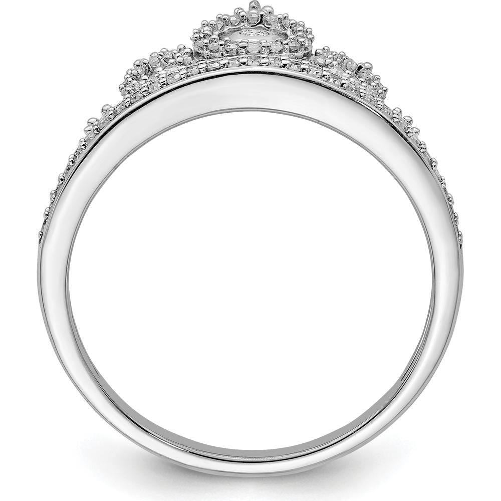 Sterling Silver Rhodium Plated Diamond Crown Ring with 0.300 Carat Total Diamond Weight by Lumare Gioia