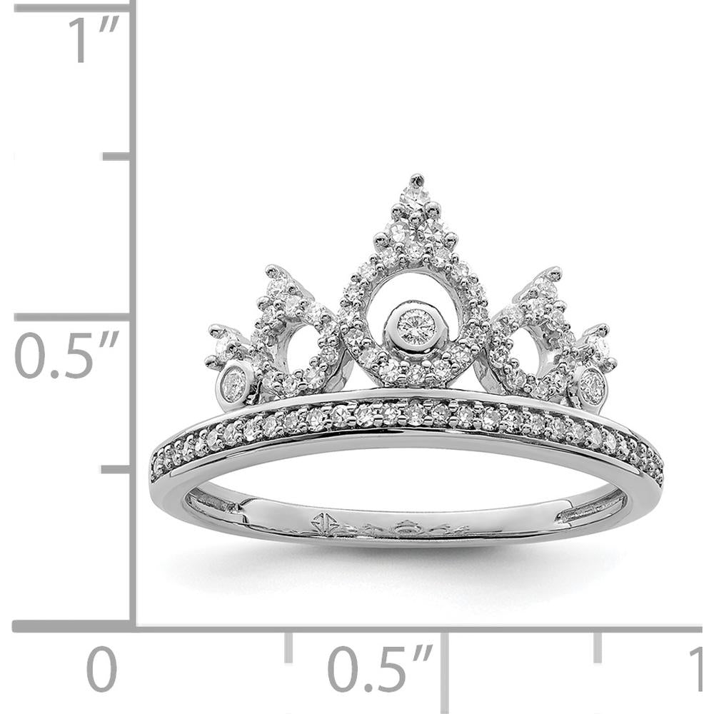 Sterling Silver Rhodium Plated Diamond Crown Ring with 0.300 Carat Total Diamond Weight by Lumare Gioia
