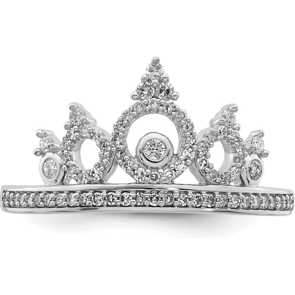 Sterling Silver Rhodium Plated Diamond Crown Ring with 0.300 Carat Total Diamond Weight by Lumare Gioia
