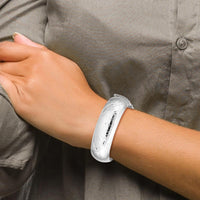 Sterling Silver Rhodium-Plated Diamond-Cut 20mm Hinged Bangle Bracelet - Handcrafted Luxury by Lumare Gioia