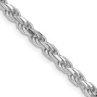 Sterling Silver Rhodium-Plated Diamond-Cut 26" Rope Chain - 3.75mm Width by Lumare Gioia