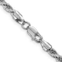 Sterling Silver Rhodium-Plated Diamond-Cut 26" Rope Chain - 3.75mm Width by Lumare Gioia