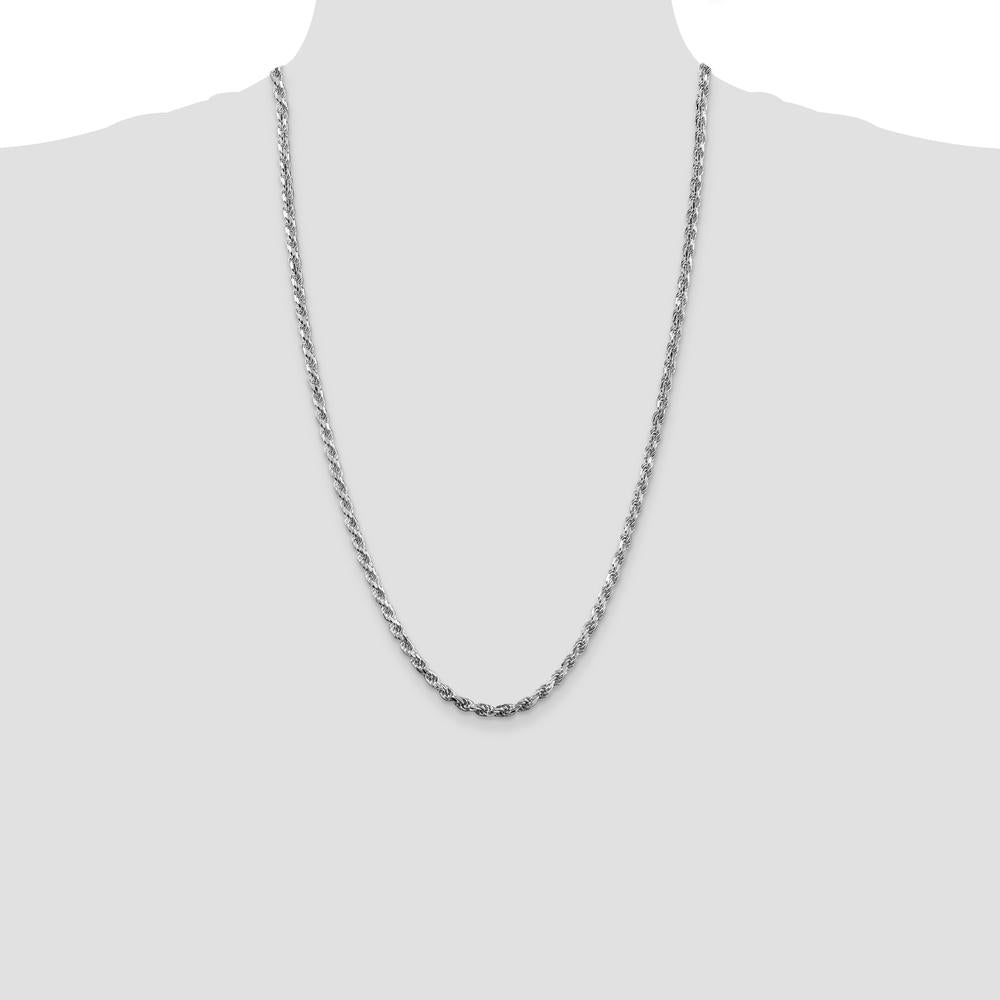 Sterling Silver Rhodium-Plated Diamond-Cut 26" Rope Chain - 3.75mm Width by Lumare Gioia