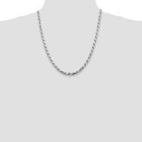 Sterling Silver Rhodium-Plated Diamond-Cut Rope Chain Necklace - 22 Inches by Lumare Gioia