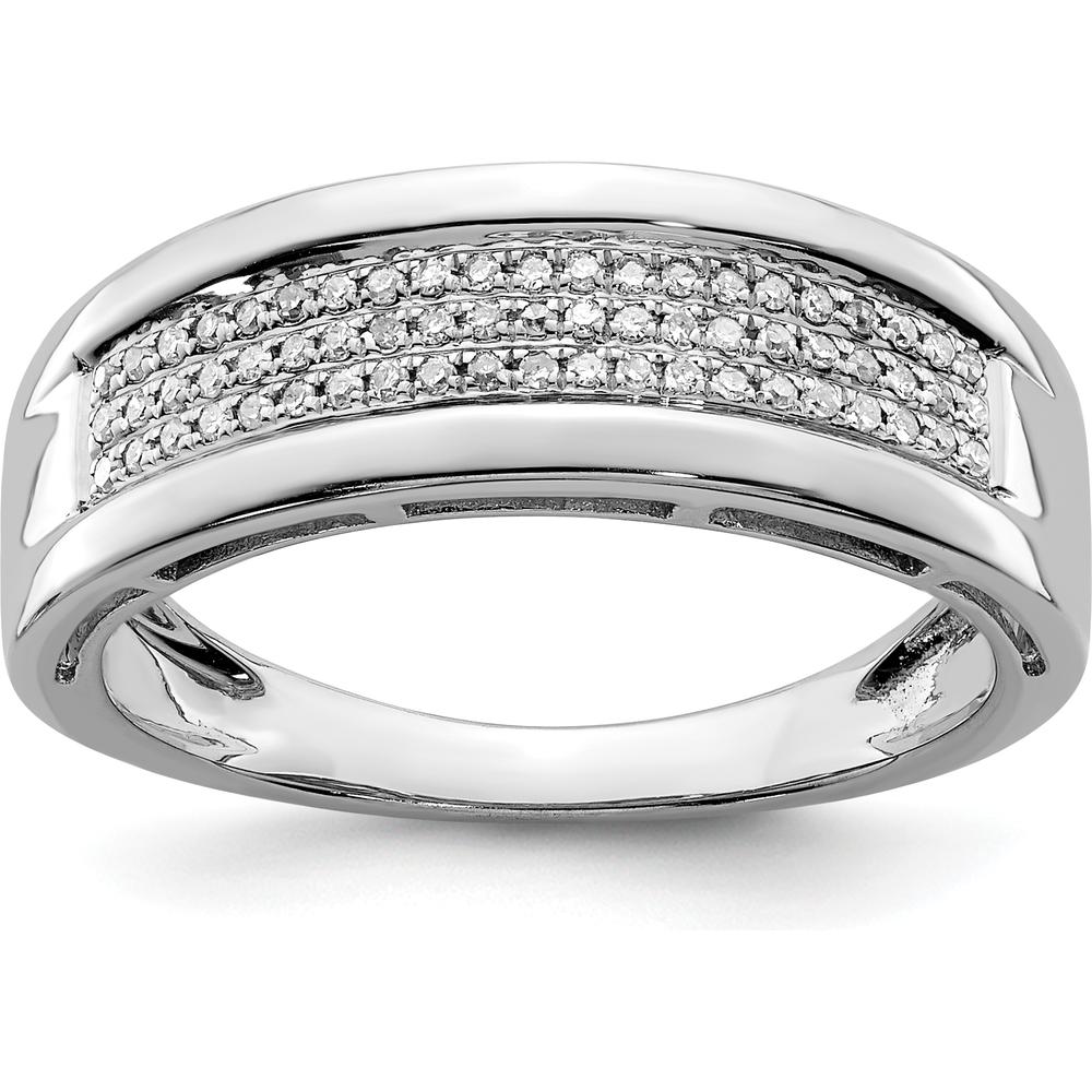 Sterling Silver Rhodium Plated Diamond Ladies Band with 63 Round Diamonds - 0.140 Carat Total Diamond Weight by Lumare Gioia