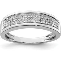 Sterling Silver Rhodium Plated Diamond Men's Band - 0.20 Carat Total Diamond Weight by Lumare Gioia