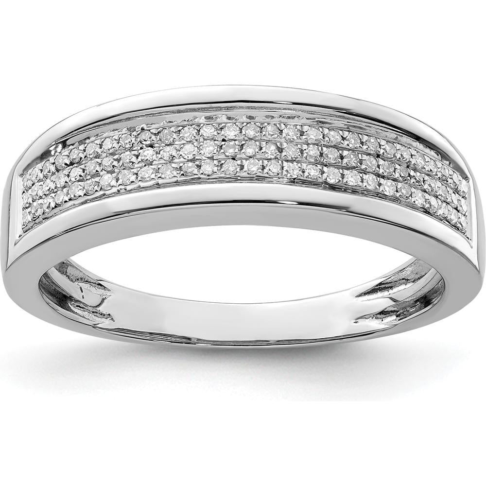 Sterling Silver Rhodium Plated Diamond Men's Band - 0.20 Carat Total Diamond Weight by Lumare Gioia