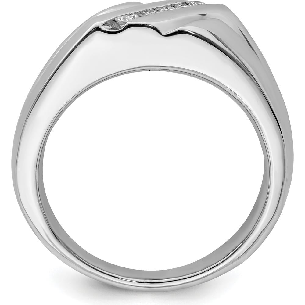 Sterling Silver Rhodium Plated Diamond Men's Ring with 6 Round Diamonds - 0.15 Carat Total Diamond Weight by Lumare Gioia