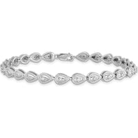 Sterling Silver Rhodium Plated Diamond Teardrop Link Bracelet with 24 Round Diamonds - 0.24 Carat Total Diamond Weight by Lumare Gioia