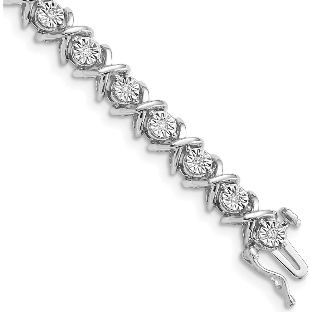 Sterling Silver Rhodium-Plated Diamond Tennis Bracelet - 0.25 Carat Total Diamond Weight by Lumare Gioia