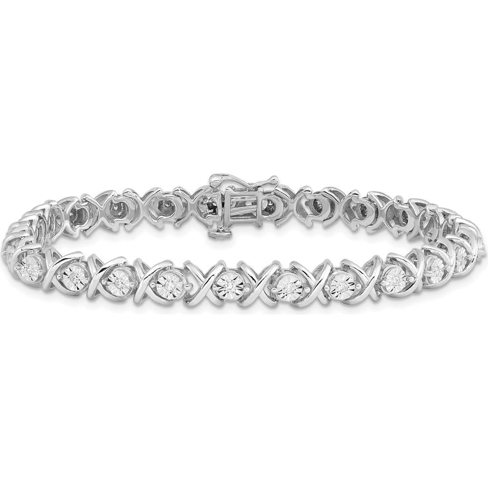 Sterling Silver Rhodium-Plated Diamond Tennis Bracelet - 0.25 Carat Total Diamond Weight by Lumare Gioia