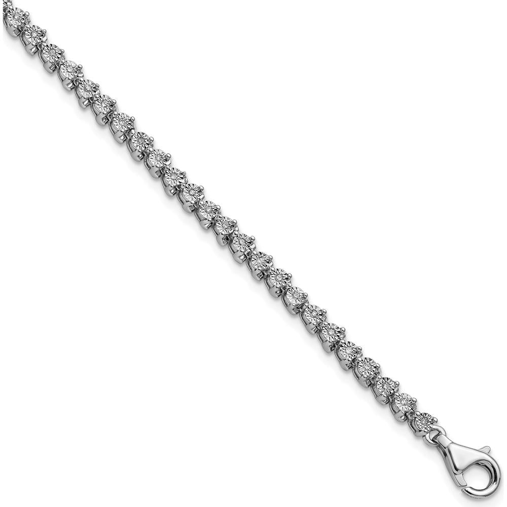 Sterling Silver Rhodium-Plated Diamond Tennis Bracelet - 0.25 Carat Total Diamond Weight by Lumare Gioia