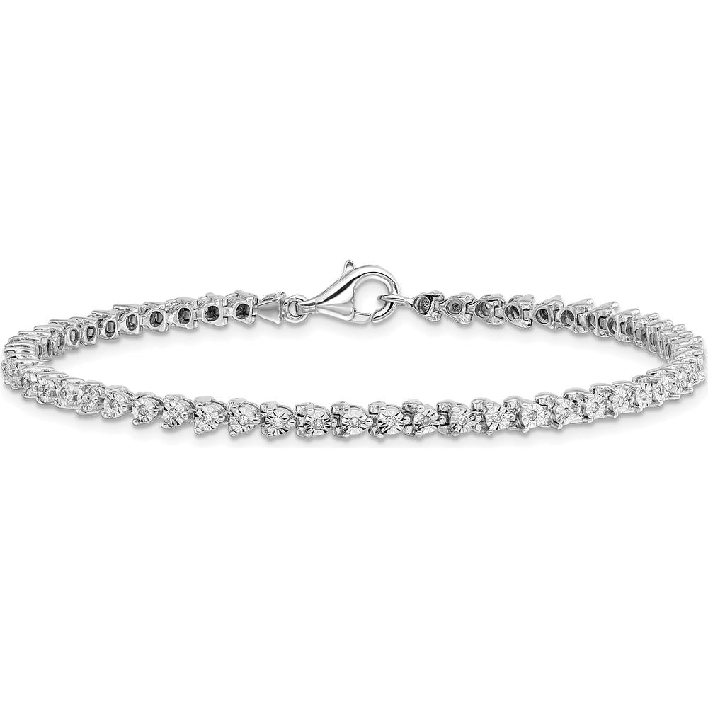 Sterling Silver Rhodium-Plated Diamond Tennis Bracelet - 0.25 Carat Total Diamond Weight by Lumare Gioia