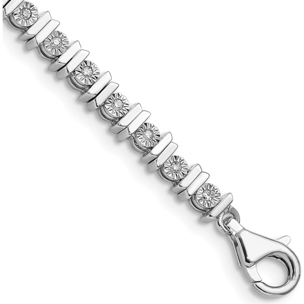 Sterling Silver Rhodium-Plated Diamond Tennis Bracelet - 0.250 Carat Total Diamond Weight by Lumare Gioia