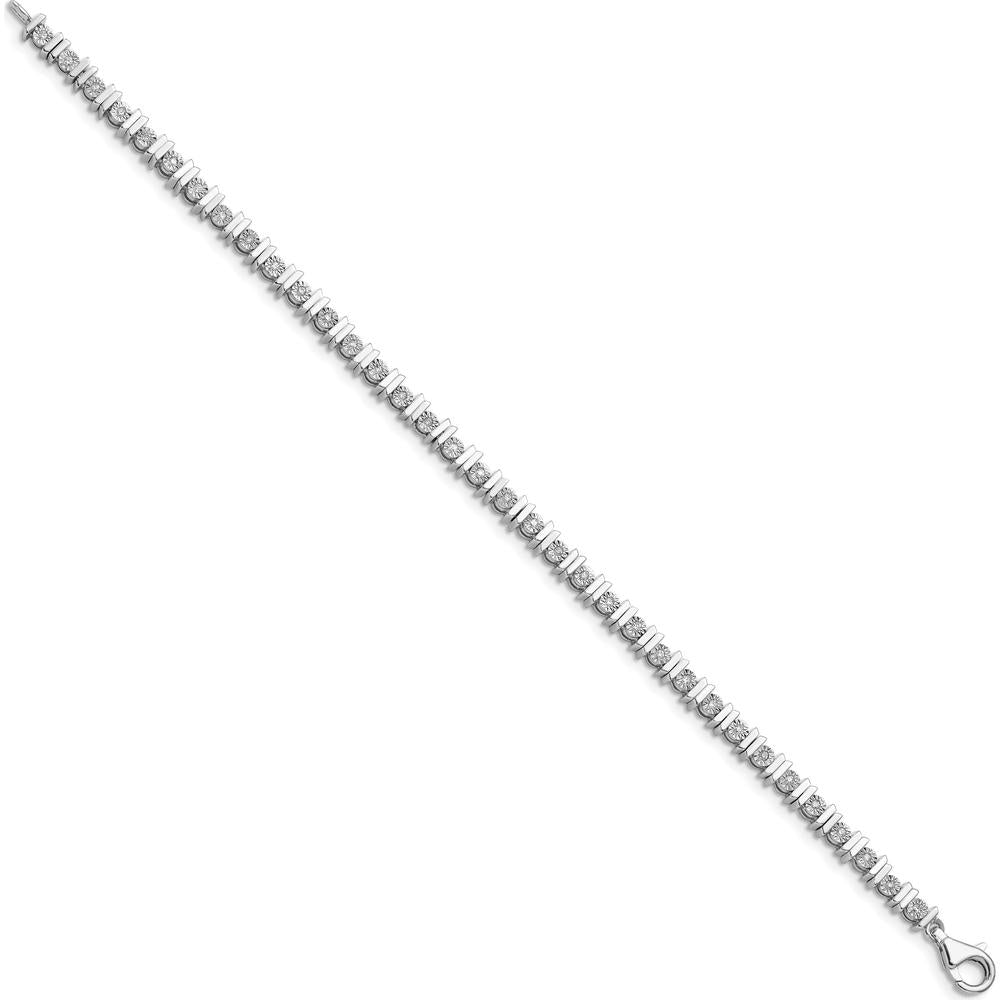 Sterling Silver Rhodium-Plated Diamond Tennis Bracelet - 0.250 Carat Total Diamond Weight by Lumare Gioia