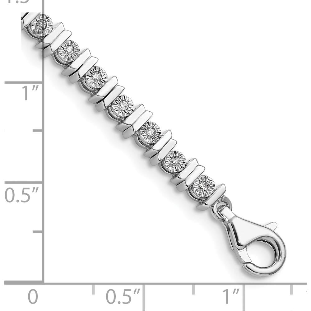 Sterling Silver Rhodium-Plated Diamond Tennis Bracelet - 0.250 Carat Total Diamond Weight by Lumare Gioia