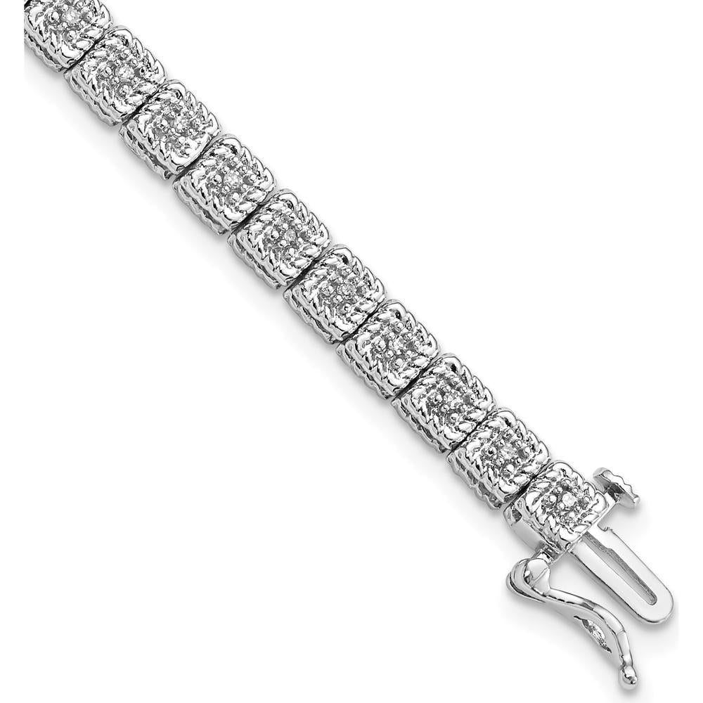 Sterling Silver Rhodium Plated Diamond Tennis Bracelet with 41 Natural Diamonds - 0.0061 Carat Total Diamond Weight by Lumare Gioia