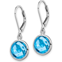Sterling Silver Rhodium-Plated Drop Earrings with Swiss Blue Topaz - 4.05 Carat Total Gemstone Weight by Lumare Gioia