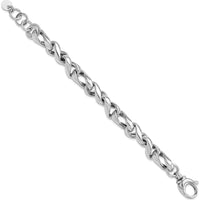 Sterling Silver Rhodium-Plated Hollow Link 7.5in Bracelet with 0.5in Extender - Polished Silver Tone by Lumare Gioia