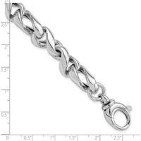 Sterling Silver Rhodium-Plated Hollow Link 7.5in Bracelet with 0.5in Extender - Polished Silver Tone by Lumare Gioia